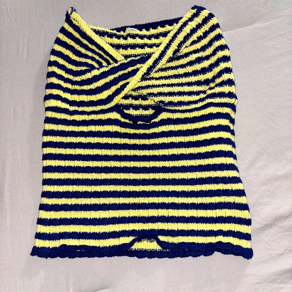 Super cute yellow and navy striped tube top